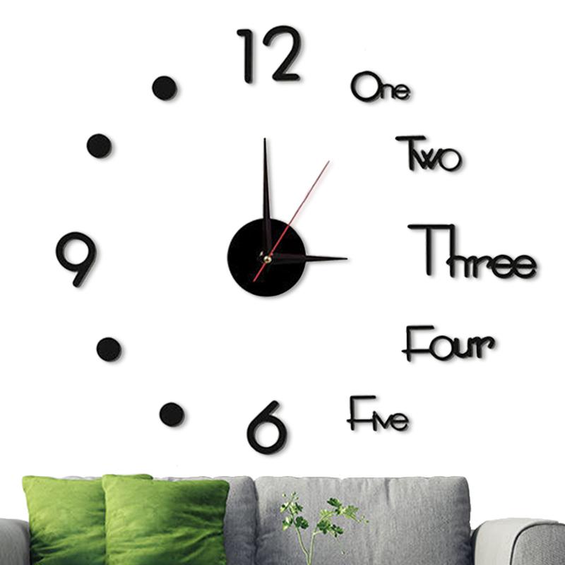 3D Digital Wall Clock Frameless Wall Clocks Wall Stickers For Home Living Room Decor Quartz Needle Self Adhesive Hanging Watch