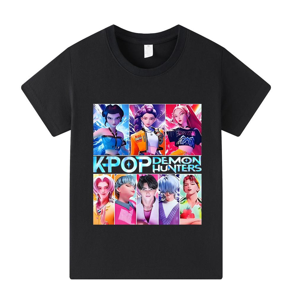 

A1230 Детская футболка с короткими рукавами с принтом Sajaboys Kpop Rumi Zoey Mira для мальчиков и девочек 100cm