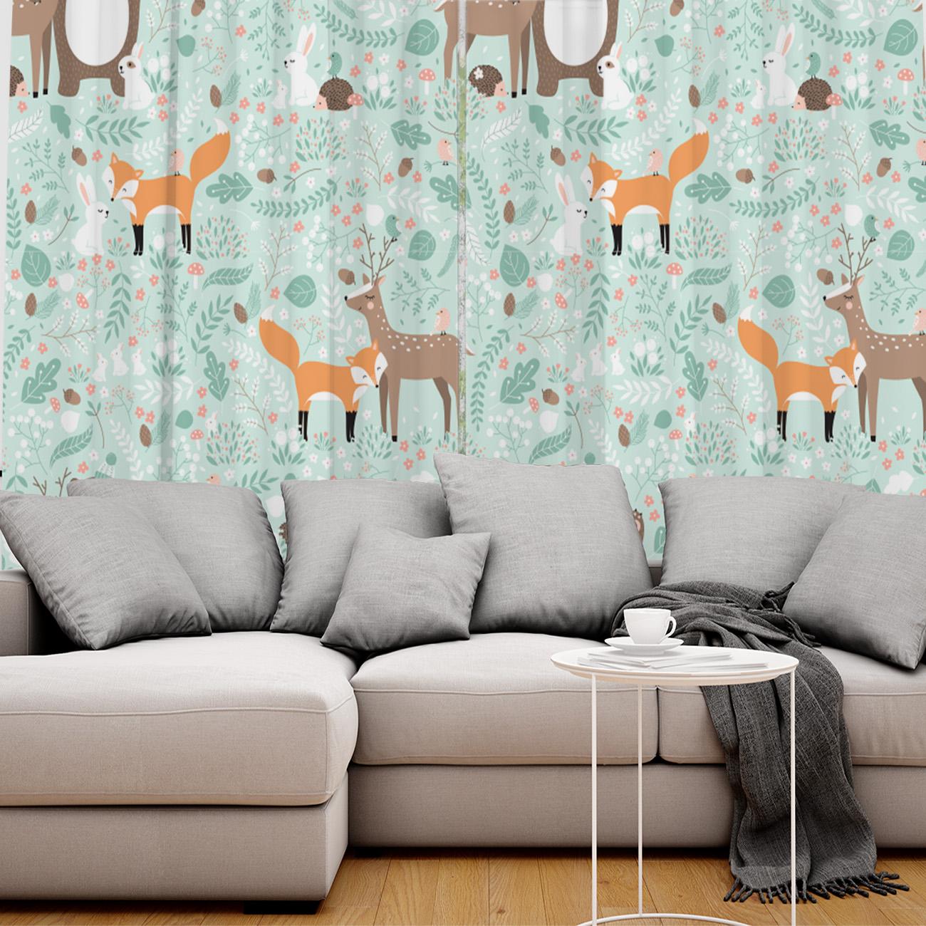 Лесные животные Милые лисы Медведи Олени Цветы Растения Шторы для окон Шторы для гостиной — фото 5