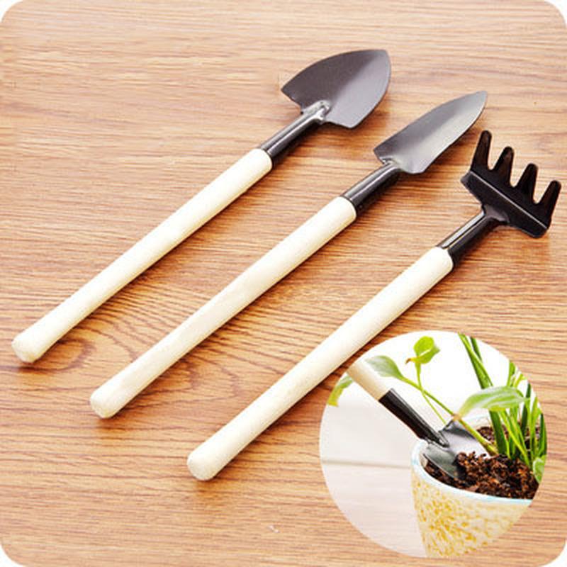 Plant Potted Bonsai Tool Gardening Kit Shovel Flower Pot Mini Spade Rake Wooden Handle Balcony Planting Tools