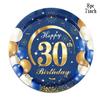 Blue Gold 30th Birthday Party Disposable Tableware 30 Year Old Balloon Birthday Paper Plate Napkin 30 Years Old Birthday Decor