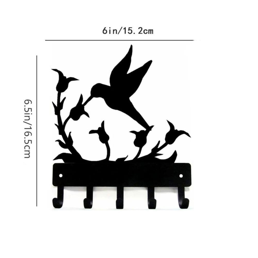 Wall Mounted Hook Up Hummingbird Key Rack Hanger Iron Crafts Rack Wall Art Decor, Perfect Gift for Nature Enthusiasts