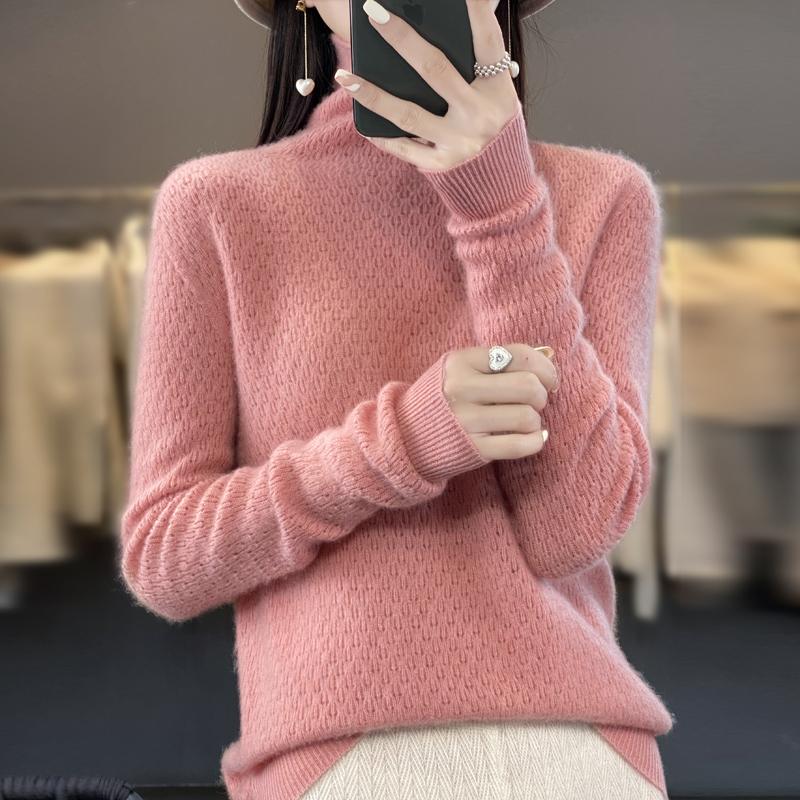 Damen Rollkragenpullover, Qinghe Kaschmir, 30% Kaschmir 70% Wolle, Winter Strickpullover Herbstpullover Kaschmirpullover