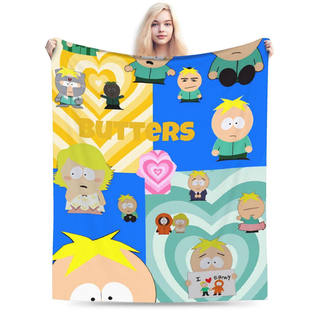 Soft Warm Blanket Southes Cartoon Parks Boy Girl Plush Throw Blanket Street Trend Couch Bed Flannel Bedspread Sofa Bed Cover