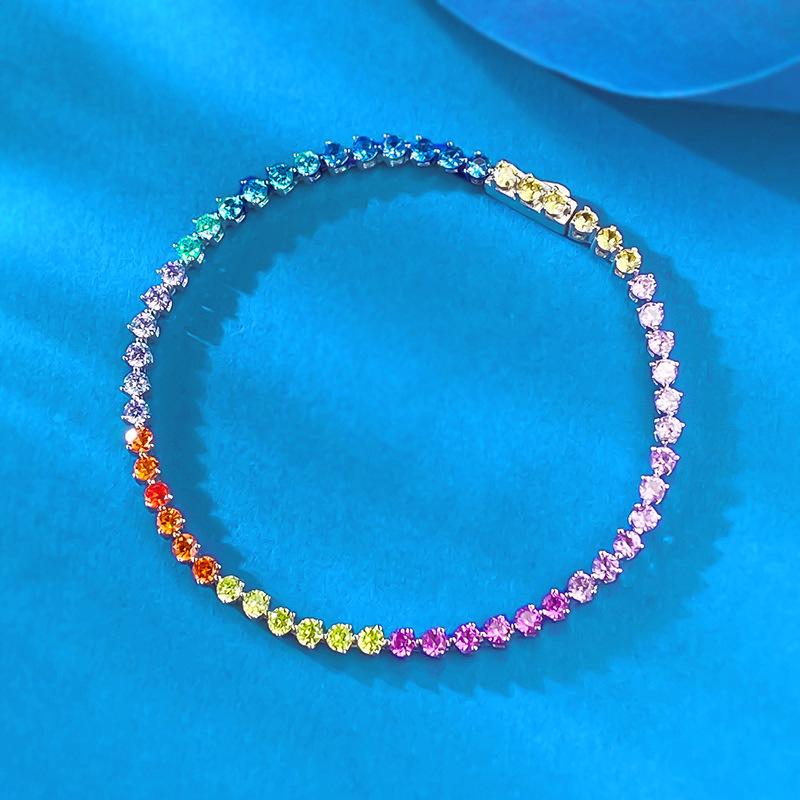 Xiancan Jewelry 2025 Серебряный Браслет с Алмазами Радуга - Летняя Коллекция 16 cm