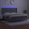 Box Spring Bed with Mattress & LED Lights Light Grey 180x200 Cm Velvet