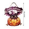 Seasonal Halloween Door Sign Wood Wall Plaque with Rope Cord, Greeting Accent for Entryway Porch Window and Party Display Styling Use