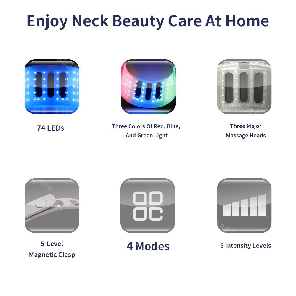 Neck Beauty Device Anti-Aging Whitening Rejuvenation Double Chin Removal Ems Face Lift 3 Color Photon Warm Neck Massager