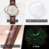 OLEVS Watch with Leather Quartz Diamond Luminous Easy To 30M Water Gift for Rose Gold White Women's Strap, Movement, Dial, Display, Read, Resistance,