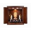 Oda Kobo Mini Buddhist Altar, Furniture Style, High-Quality Solid Paulownia Wood, Lightweight, with LED Lighting (Walnut Color, Size 14)