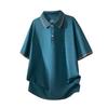 Sommer Is Silke Kortærmet T-shirt Herre Løs Halværmet T-shirt Is Silke Tynd Krave Polo Shirt