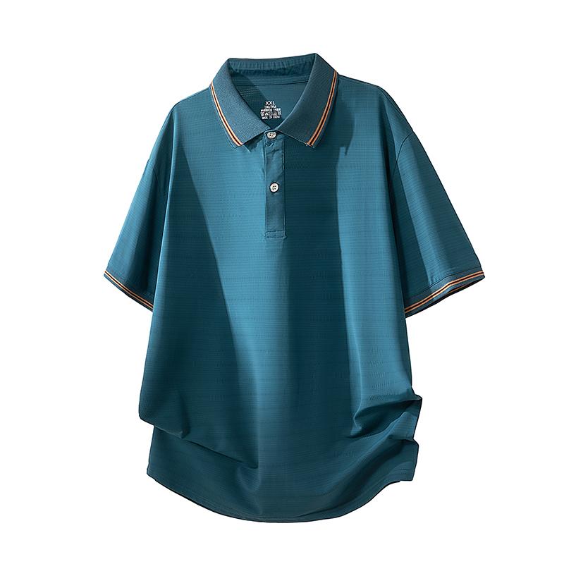 Summer Ice Silk Short Sleeve T-shirt Men s Loose Half Sleeve T-shirt Ice Silk Thin Collar Polo Shirt 8XL