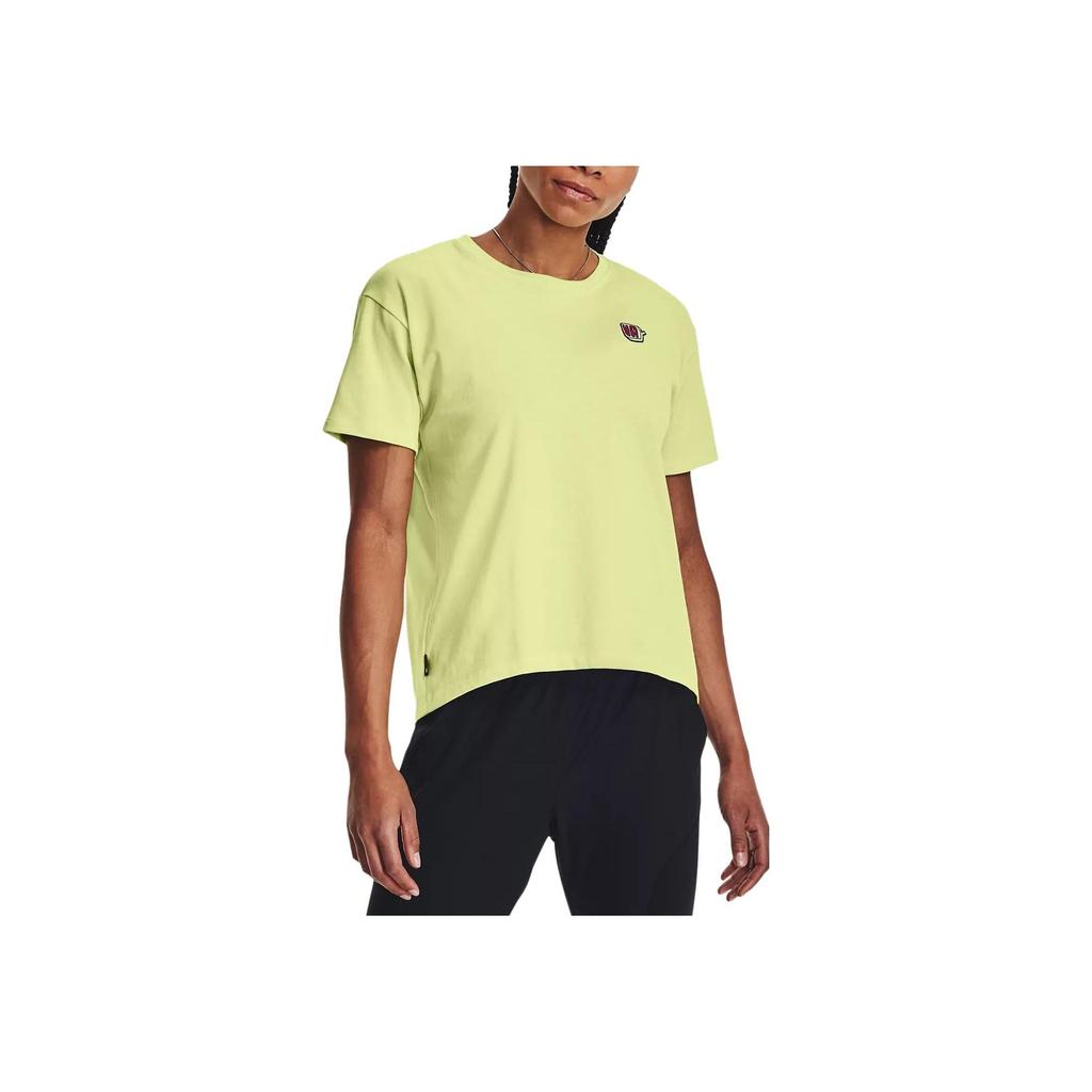 Under Armour UA Text Print Short Sleeve T-Shirt Women Tops Mottled-Green 1376743-391