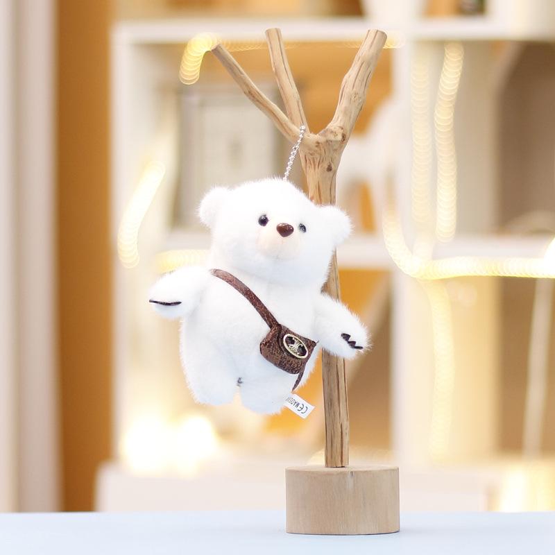 Cute Bear Plushie Backpack with Keychain Charm - Perfect Gift for Girls