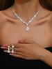 Luxury Crystal Teardrop Jewelry Set for Women Necklace Earrings Bracelet Ring 4 Piece Elegant Fashion Gift