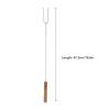 Hot Dog Fork Lightweight Reusable Heat Resistant Roasting Stick Stainless Steel with Beech Wood Handle for Outdoor