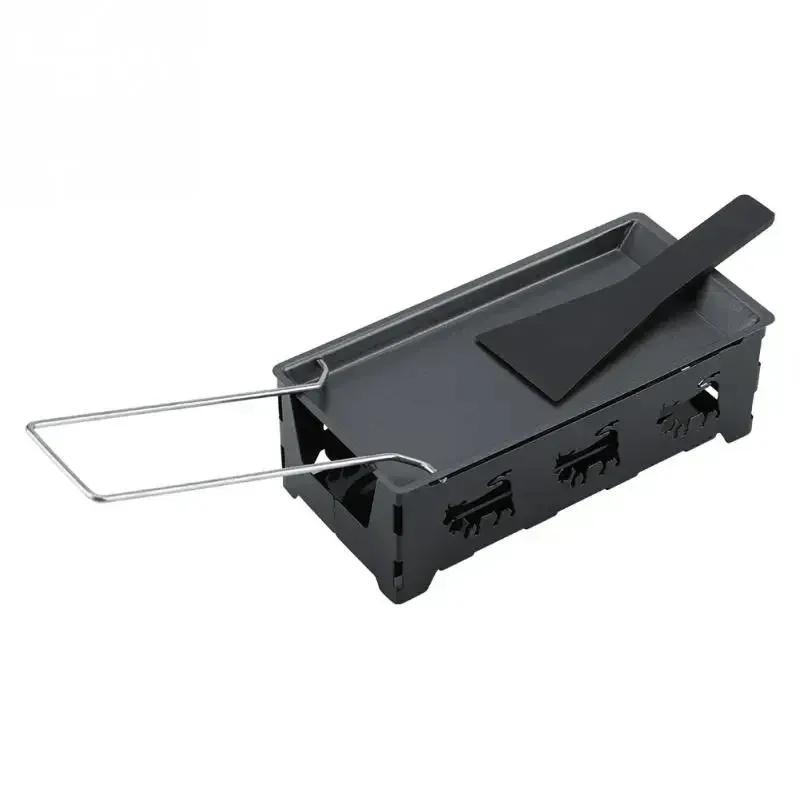 2024 Portable Non-Stick Metal Cheese Raclette Oven Grill Plate Rotaster Baking Tray Stove Set Home Kitchen Baking Tool
