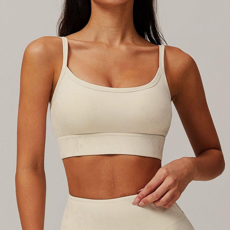 

European and American New Beauty Back Sports Bra Women s Vest Push up Shockproof Yoga Running Underwear Workout Clothes Sling Sexy S Light Apricot