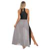 Women Mock Neck Sleeveless Dress Color Block Fashion Keyhole Back Side Split Modern Lyrical Dance Gown