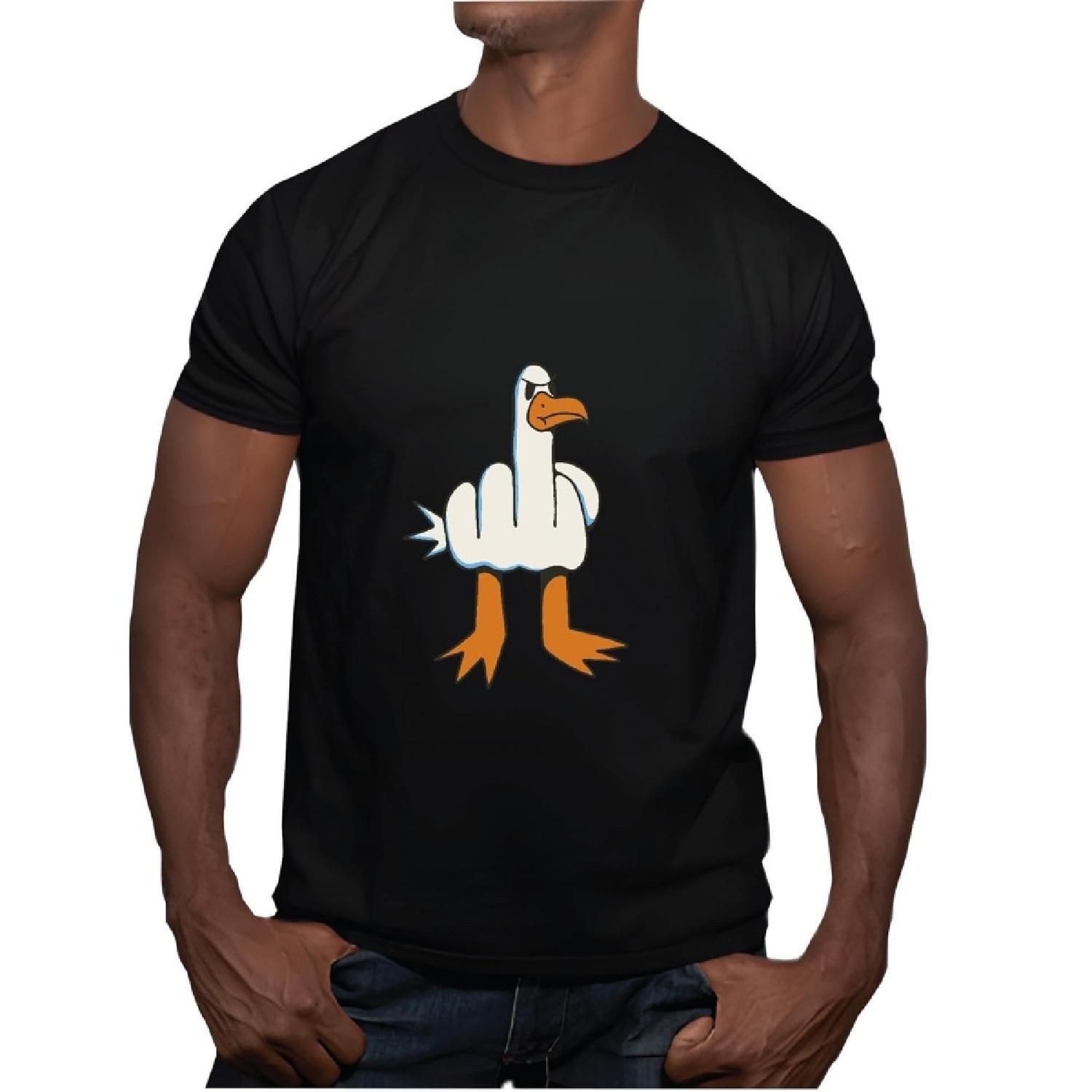 Unique Gifts for Bird Lovers Middle Finger Seagull Men Women Black Multicolor T shirt S