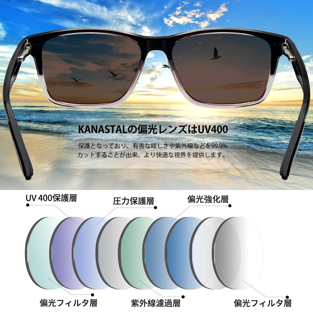 KANASTAL Sunglasses Polarized Lightweight UV Protection Square Driving Sports Fishing Men's Women's