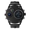 Oulm Quartz Watch Compass Men'S Watch, Watch Dual Time Zone Men'S Watch Large Dial
