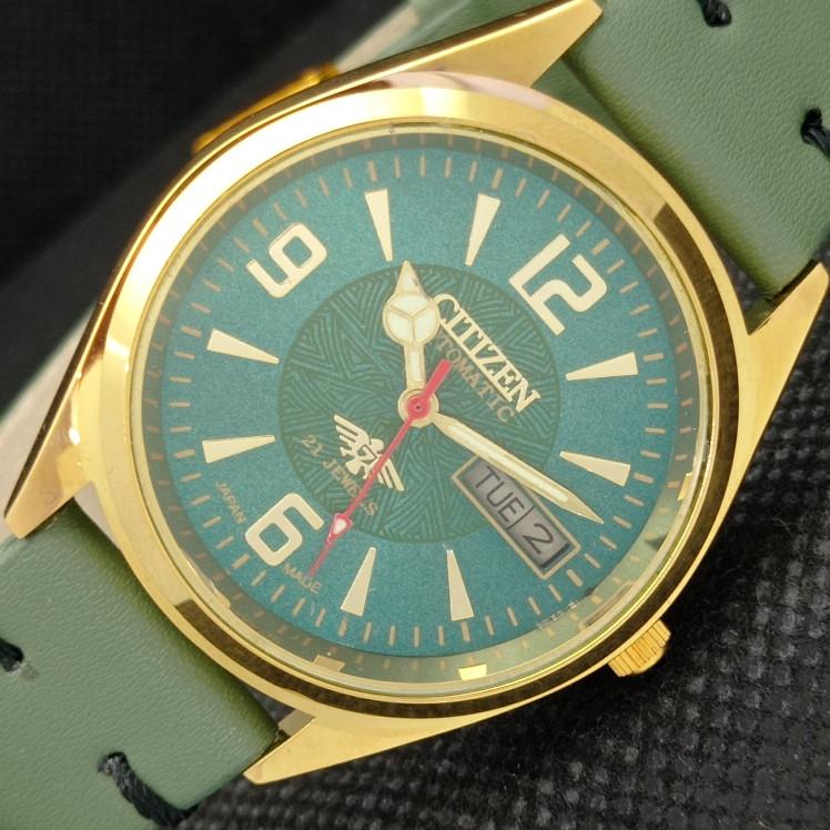 

ВОССТАНОВЛЕННЫЕ ВИНТАЖНЫЕ CITIZEN AUTO 8200 JAPAN MENS D/D ЗЕЛЕНЫЕ ЧАСЫ 608k-a317313-2 SKU608k-a317313