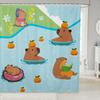 Funny Capybara Shower Curtain Waterproof Polyester Fabric Lovely Nature Wildlife Bath Curtain Japanese Style Bathroom Decor