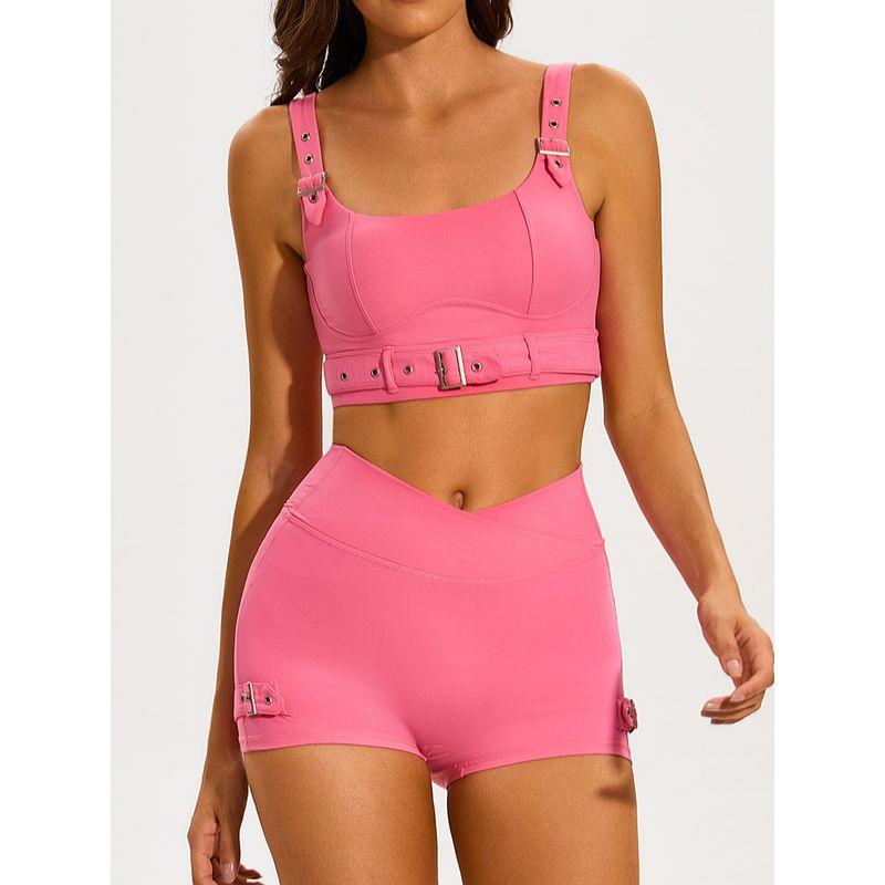 Fashion Locomotive Style Fitness Suit Women's Bubble Wrap Push up Sports Bra Sexy Yoga Clothes Bra Shorts Two-piece Set