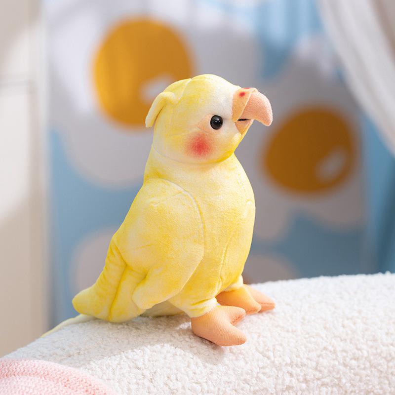 Cute Yellow Cockatiel Plush Toy – Small Bird Figurine Ornament for Parent-Child Birthday Gift Yellow Cockatiel