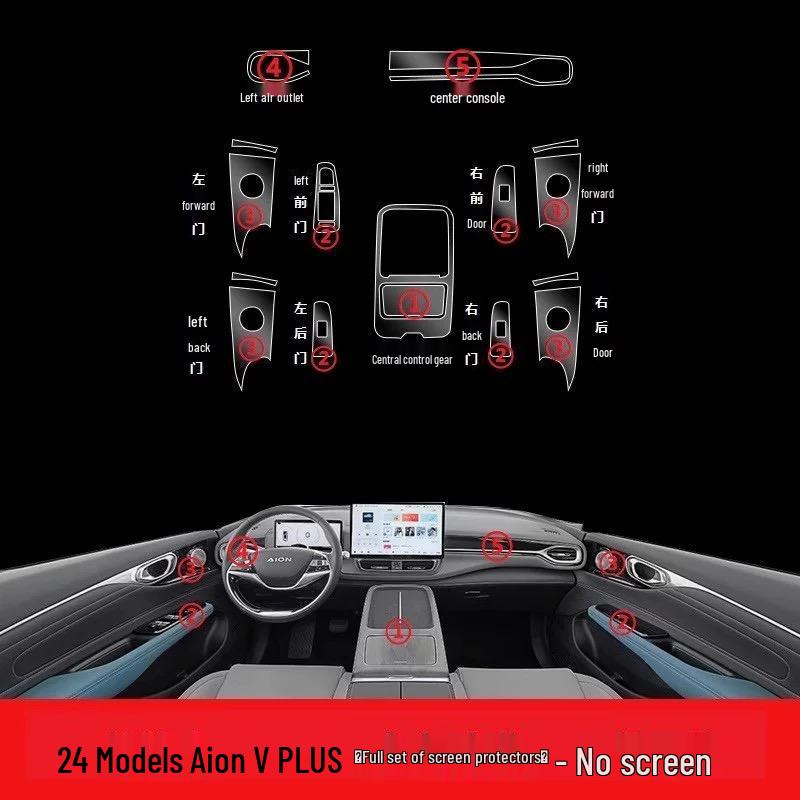 21-25 GAC AION Y Plus TPU Transparent Interior Film for Center Console and Door Panels