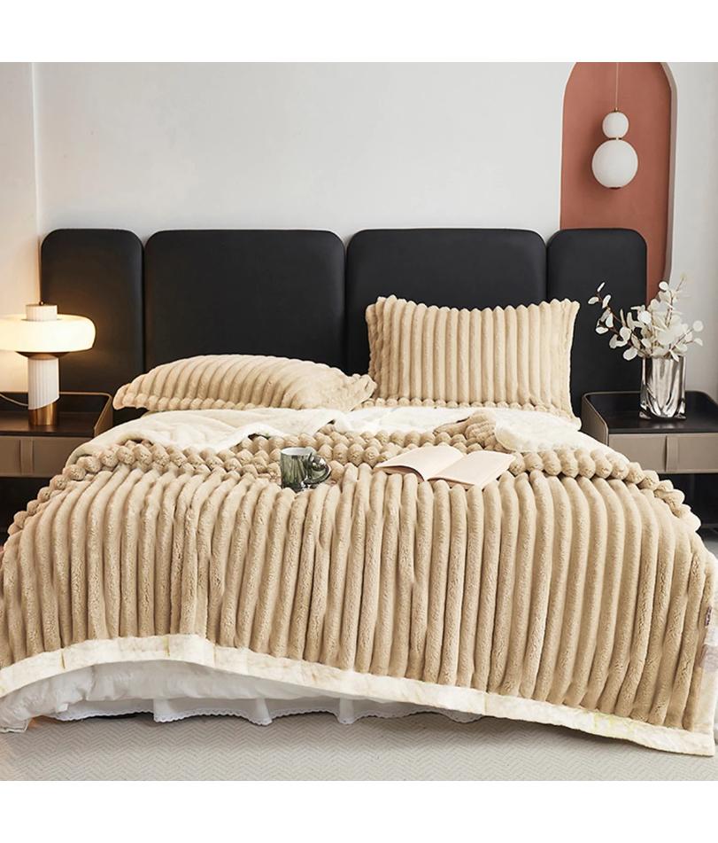 1pc Weighted Fleece Blanket -Soft, Warm, Throw for Bedroom, Living Room, Student Dormitory, Car, Sofa,8lbs With Sherpa