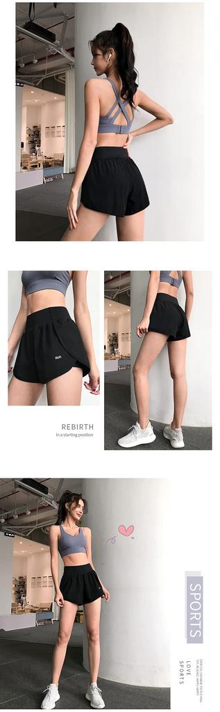 RAKUKOU Shorts with Sports Shorts for Yoga Size Women's Built-in Pockets, Running, Summer, Soft, Breathable, Stretchy, Sweat-Wicking, Quick-Drying,