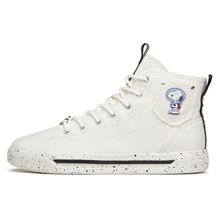 New SNOOPY X Anta Snoopy High Top Skateboard Shoes Women's White Black 922138604-3