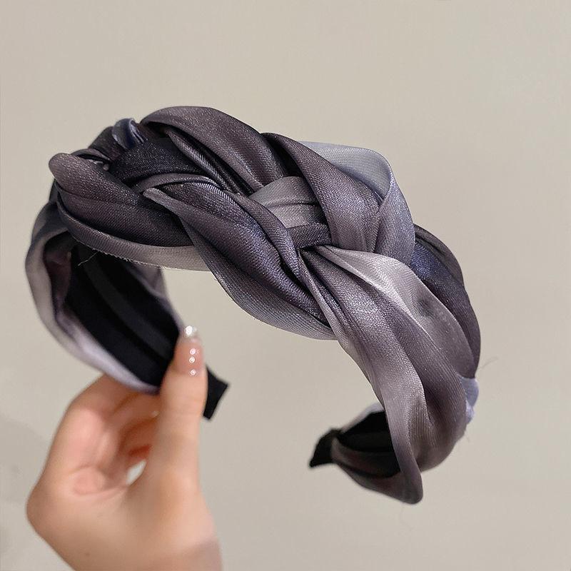 2022Korean Fine Flash Yarn Braid Headband Summer Wild Hair Accessories High-end Wide-brimmed Headband