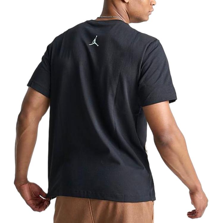 Jordan Sport Logo Letter Print Character Pattern Ribbed Round Neck Short Sleeve T-Shirt Men Tops Black FN6016-010