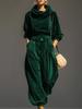 Women's Velvet Hooded Long Sleeve Casual Set with Foot-Cuff Pants (2026 New Fashion)