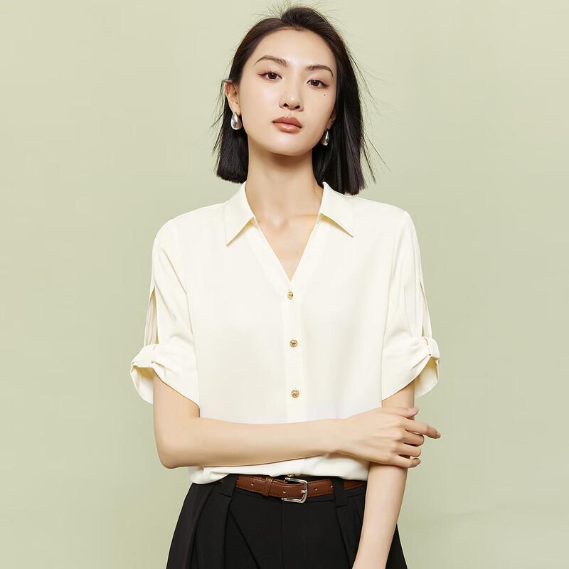 

Women s Casual Loose Lapel Short Sleeve Shirt M
