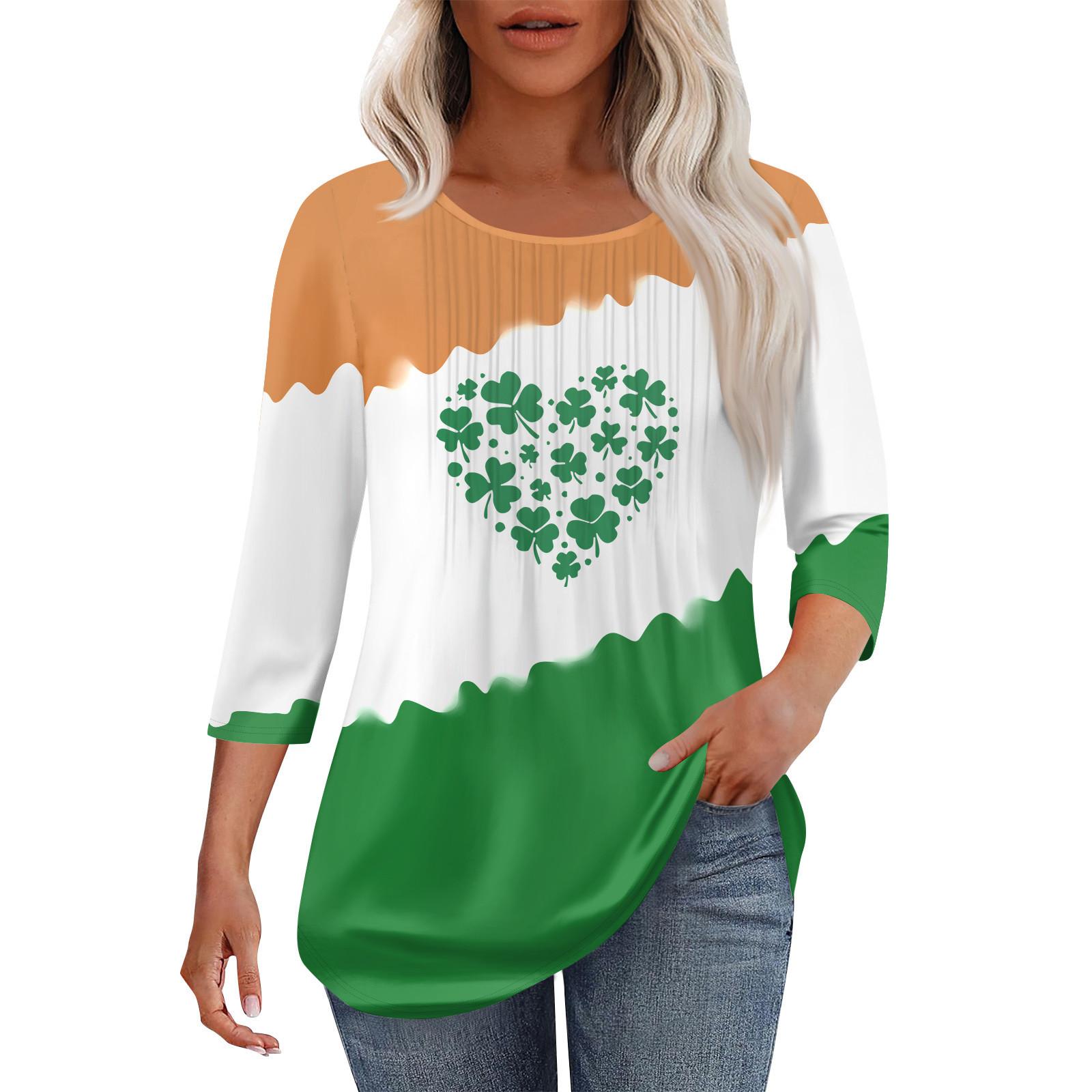 

Женская модная повседневная плиссированная футболка с круглым вырезом и рукавом семь четвертей XL