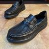 Men's Genuine Cow Leather Slip-On Loafers Business Casual Shoes Comfortable Leather Footwear for Professional Settings