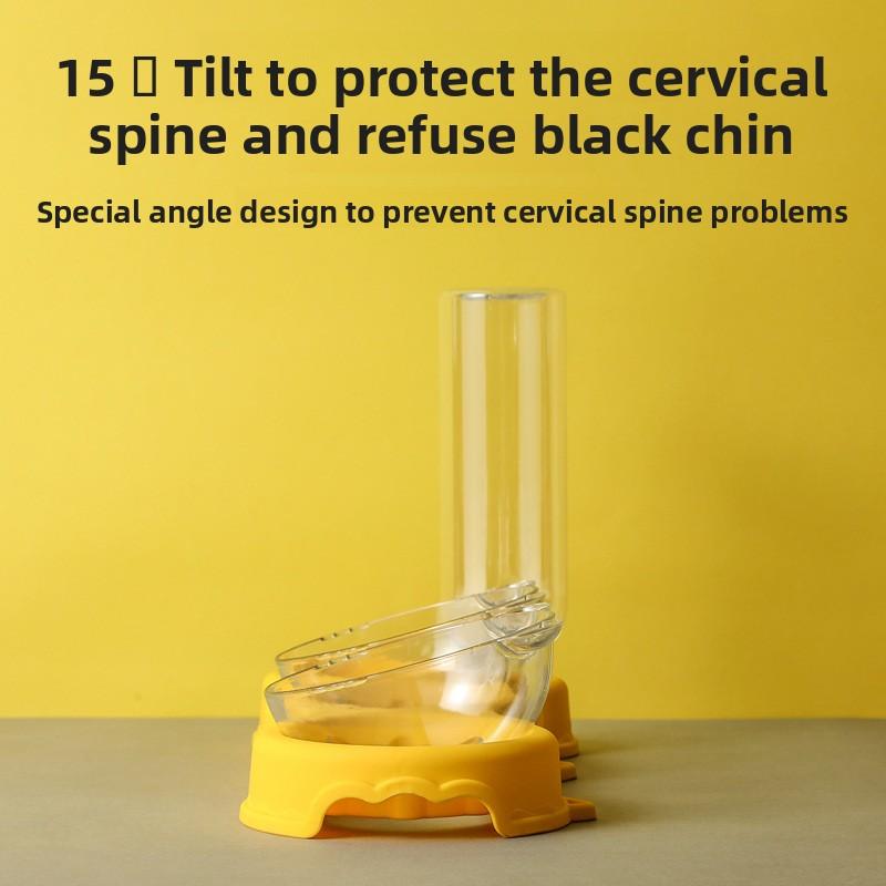 Cat Bowl, Double-bowl Moisture-proof Mouth, Multi-functional Pet Bowl, Automatic Feeding and Drinking Water Dispenser, Dog Bowl