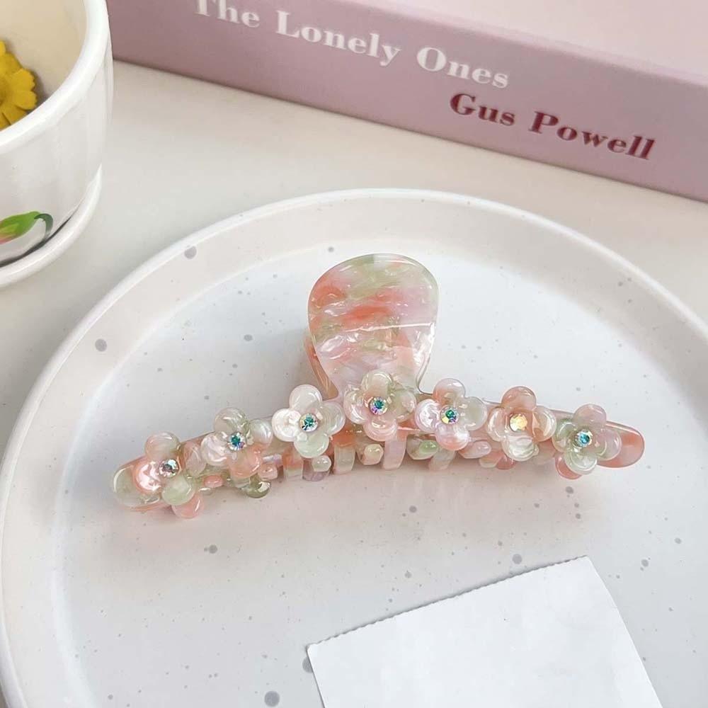 Korean Style Straight Line Shaped Shark Clip Elegant Acetic Acid Hair Claw Flower Hair Claw  Party