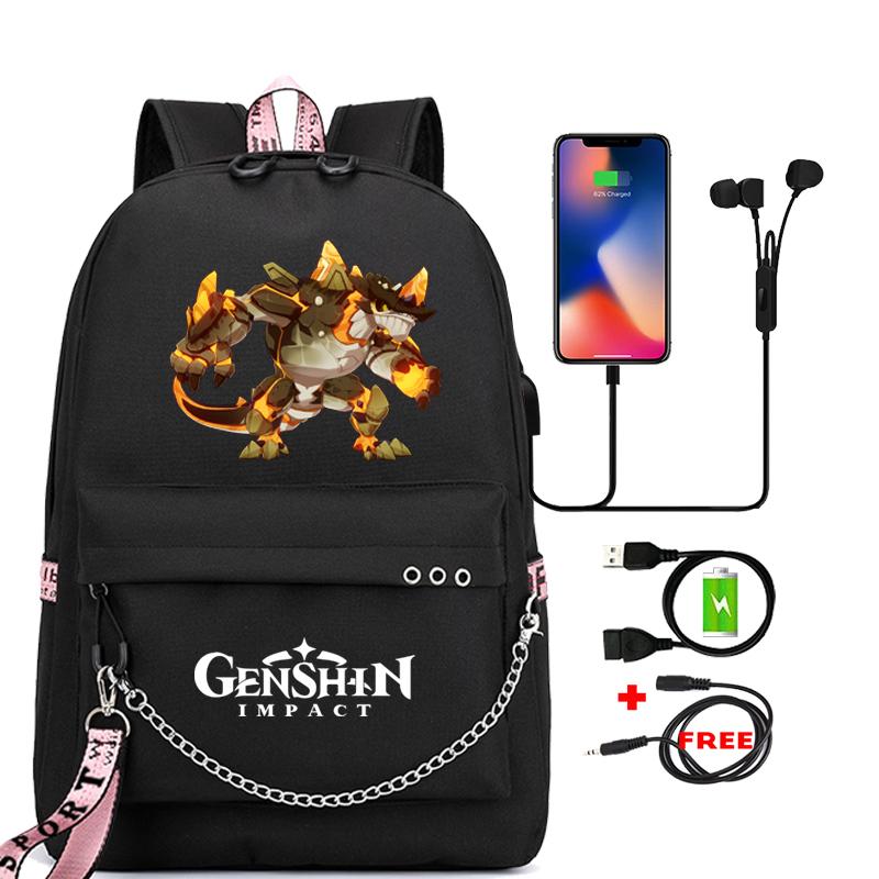 Anime Game Travel Backpack Printed Canvas Backpack Students Women Large Capacity Bookbag Usb Charging for Boy Girl School Bag Kids Gifts