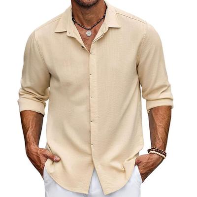 Men's Shirt Solid Color Collage Jujube Cardigan Long Sleeved Fashionable Lapel Shirt Men