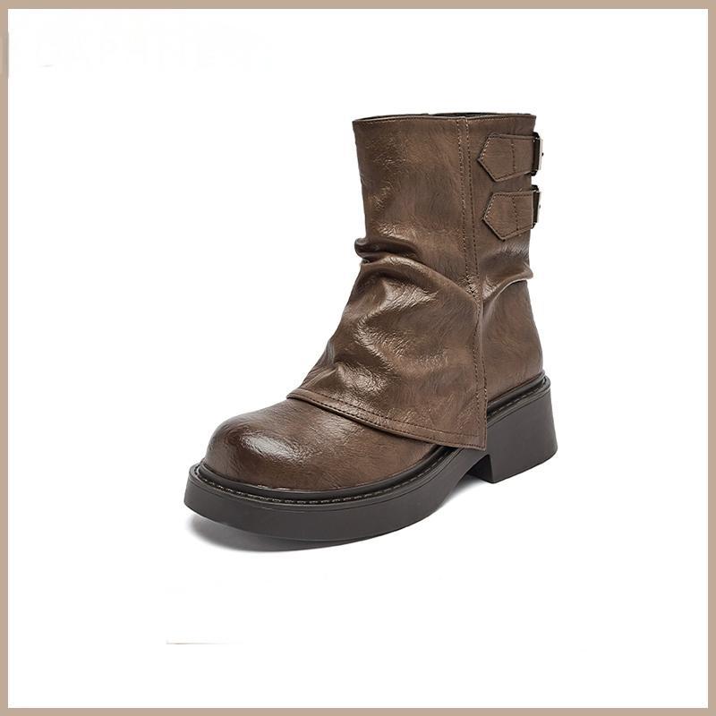 

Maillard 2025 popular short boots women s spring and autumn single boots thick-soled brown trouser boots western knight martin boots 40 хакі