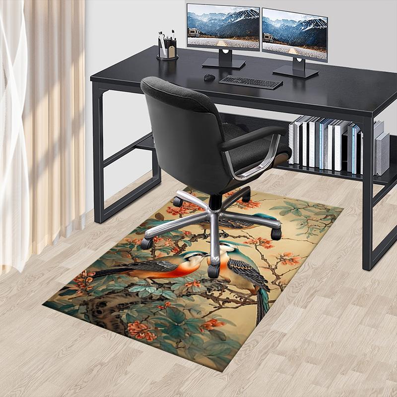 1pc Birds Flowers Carpet Anti Slip Polyester Floor Mat for office.Bedroom