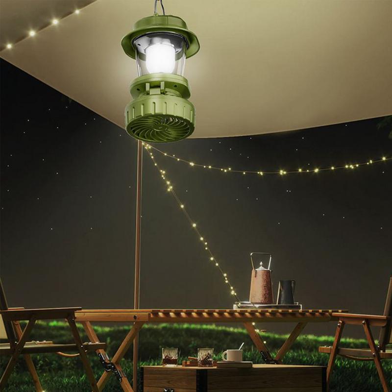 Solar Lights Camping USB Charging Work Lamp With Fan Foldable Camping Lamp Waterproof LED Light For Garden RV Backyard Hiking