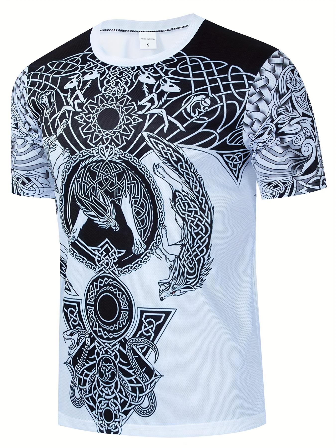 

Fashionable Wolf Totem 3D Digital Pattern Print Men s Graphic T-Shirt, Causal Comfy T-Shirt, Short Sleeve Pullover, Men s Summer Outdoor Clothing XL