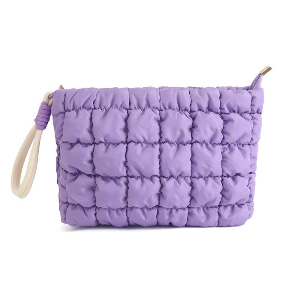 Solid Color Cloud Handbag Korean Style Cosmetic Bag Sweet Puffy Makeup Pouch  Travel фиолетовый