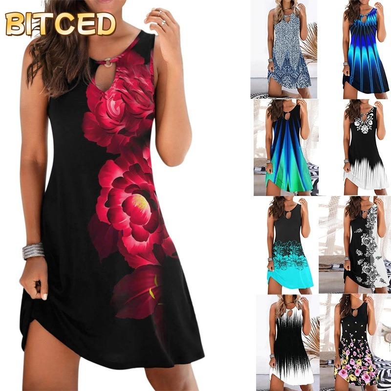 BITCED Fashion Summer Spring Sleeveless O-Neck Casual Dresses